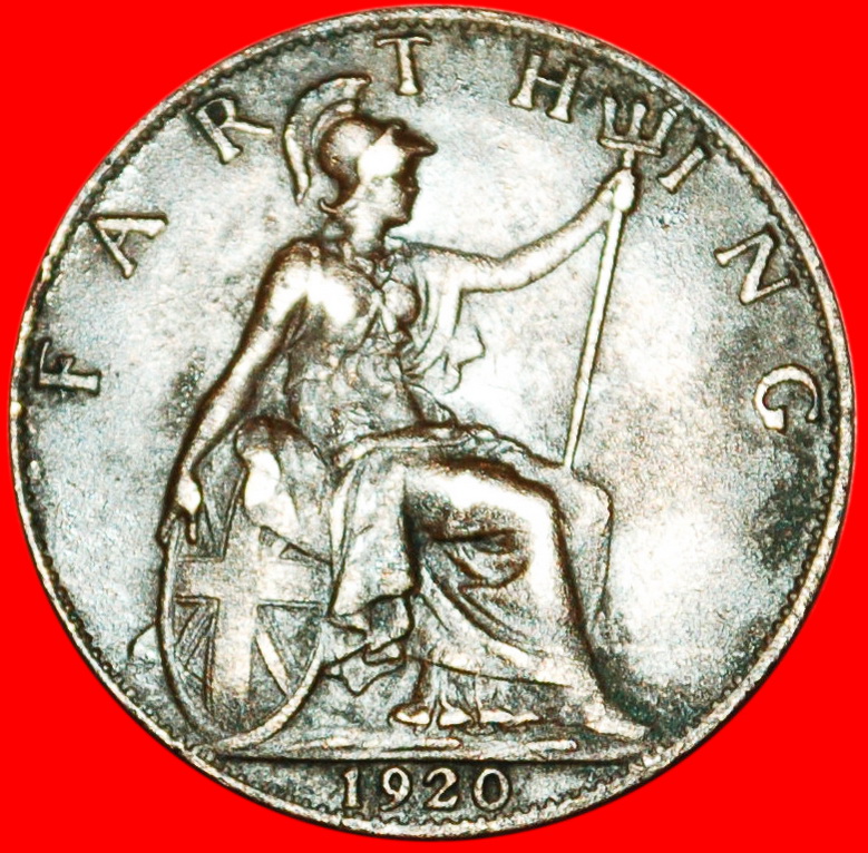  * HERRIN DER SEEN: GROSSBRITANNIEN ★ FARTHING 1920! GEORG V. (1911-1936) ★OHNE VORBEHALT!   