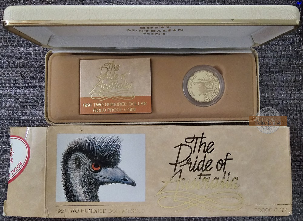  Australien. 200 Dollar 1991 - Pride of Australia Emu  MM-Frankfurt Feingold 9.17g   