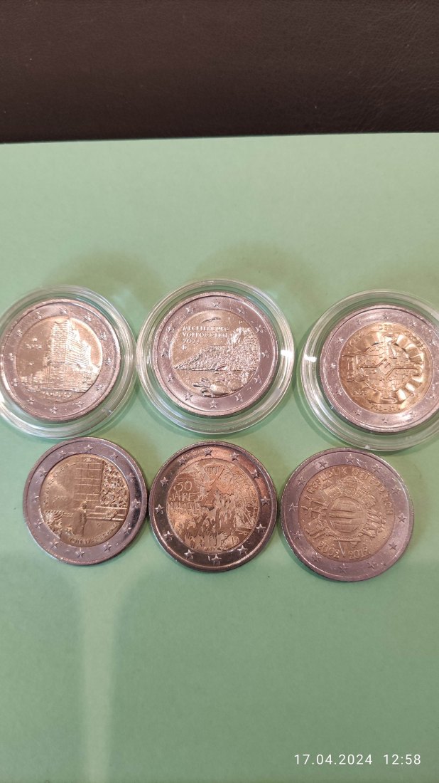  Deutschland/Österreich 6 x 2 Euro Gedenkmünzen Konvolut   