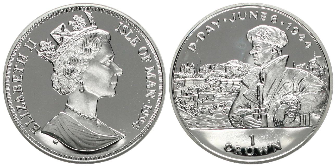  Isle of Man: Elisabeth II., 1 Crown 1994, General Montgomery, KM# 702a, 28,28 gr. 925 er Silber   
