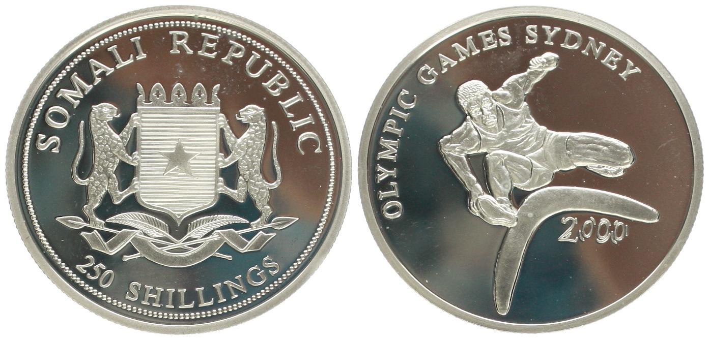  Somalia: 250 Shillings 2000 zur OL-Sidney, 1 Unze Feinsilber (31,1 gr.)   