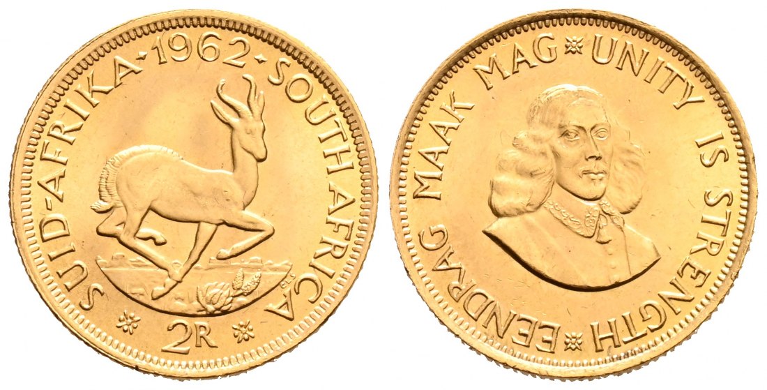 PEUS 1671 Südafrika 7,32 g Feingold 2 Rand GOLD 1962 Fast Stempelglanz