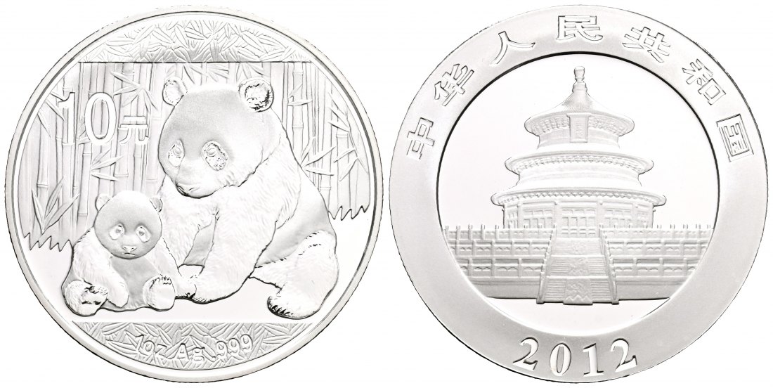 PEUS 1683 China 31,1 g Silber. Pandamutter mit Junges 10 Yuan SILBER 2012 Proof (Kapsel)