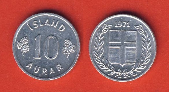  Island 10 Aurar 1971   