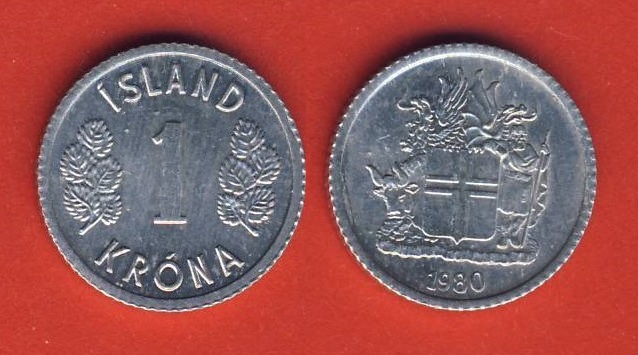  Island 1 Krona 1980   