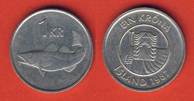  Island 1 Krone 1987   