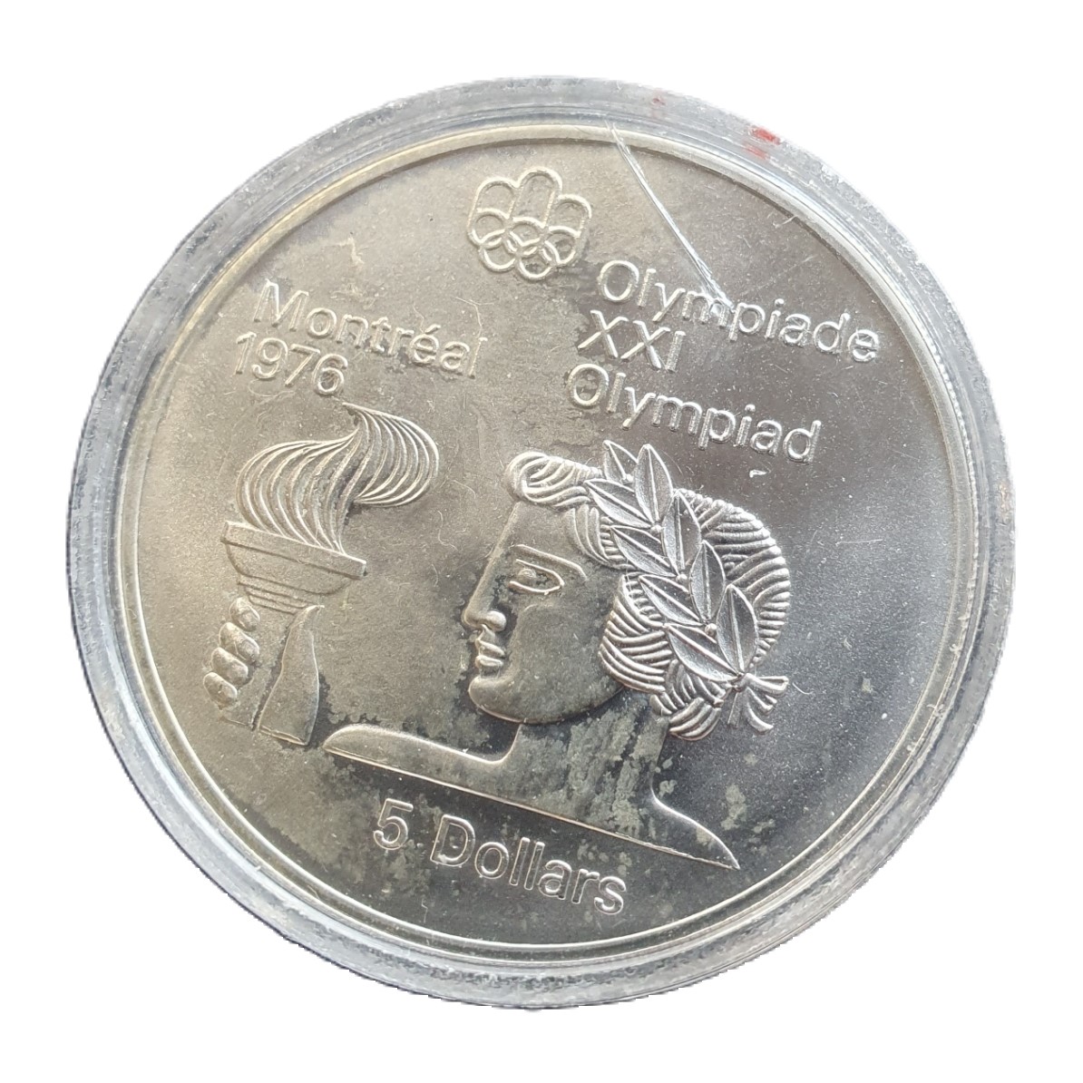  Canada 5 Dollars 1974 Elizabeth II Olympiade XXI Montreal 1976 Silber Münze 22,5 g fein   