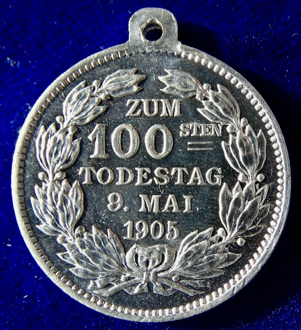  Friedrich Schiller tragbare Aluminium Medaille 1905 zum 100. Todestag. Medicina in Nummis   