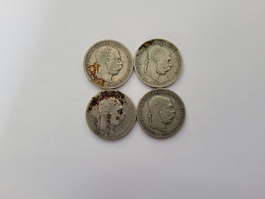  1 Krone 1893 4Stk. á 4,17g fein silber Kronenwährung Österreich Spittalgold9800 (00   