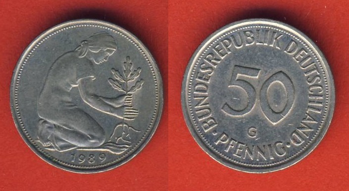  Deutschland 50 Pfennig 1989 G   