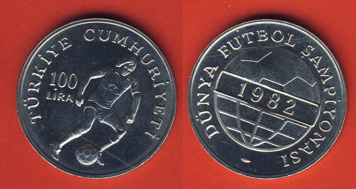  Türkei 100 Lira 1982 Fußballweltmeisterschaft 1982 in Spanien   