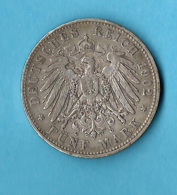  Kaiserreich 5 Mark Hamburg 1902 ss  Münzenankauf Koblenz Frank Maurer AB 434   