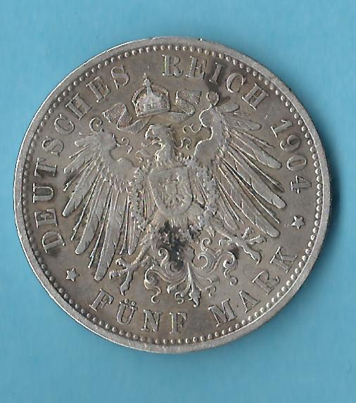  Kaiserreich 5 Mark Bayern 1904 ss  Münzenankauf Koblenz Frank Maurer AB 440   