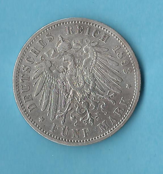  Kaiserreich 5 Mark Preussen 1898 ss  Münzenankauf Koblenz Frank Maurer AB 441   