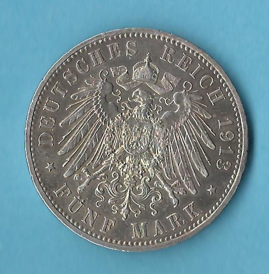  Kaiserreich 5 Mark Preussen 1913 ss-vz  Münzenankauf Koblenz Frank Maurer AB 442   