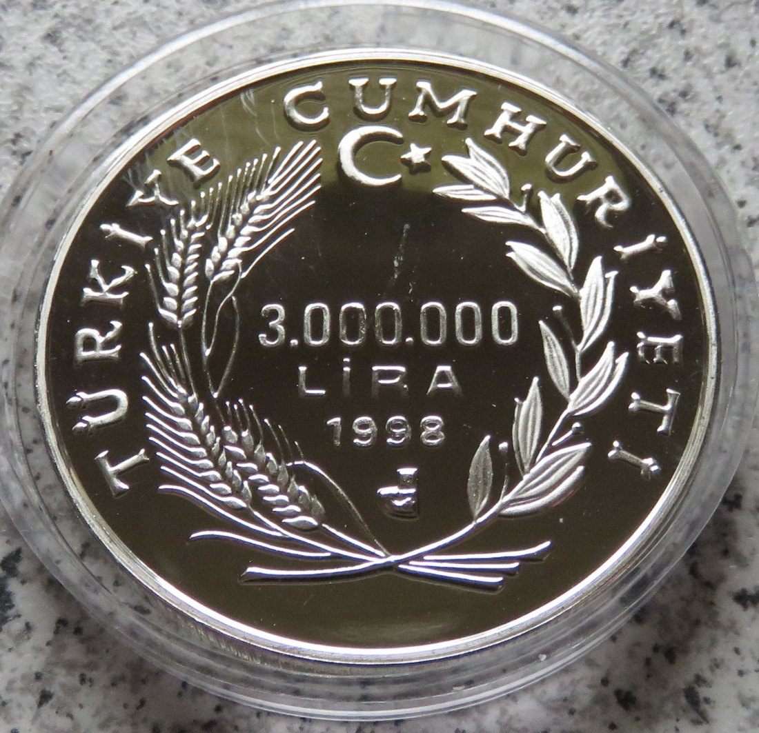  Türkei 3 Mio. Lira 1998, Auflage 1.710 Stück   