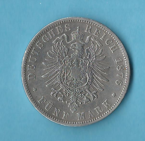  Kaiserreich 5 Mark Preussen 1876 ss  Münzenankauf Koblenz Frank Maurer AB 443   
