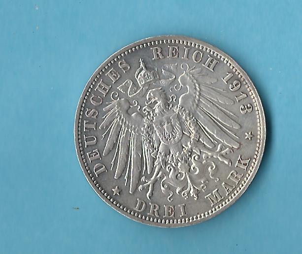  Kaiserreich 3 Mark Sachsen Völkerschlachtd. 1913 vz Münzenankauf Koblenz Frank Maurer AB 445   