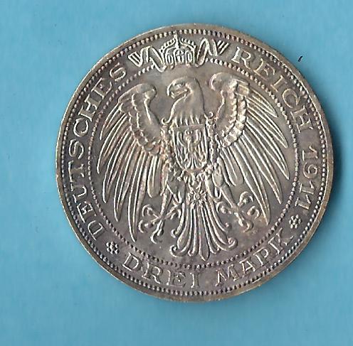  Kaiserreich 3 Mark Preussen UniBreslau 1911Top Exemplar st- Münzenankauf Koblenz Frank Maurer AB 467   