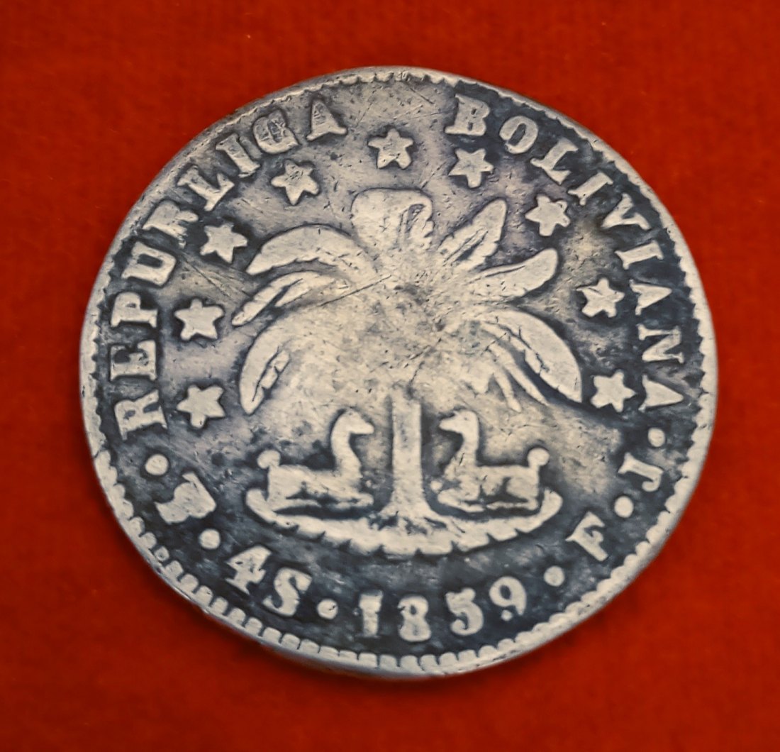  BOLIVIA. 4 SOLES 1859. SILVER.   