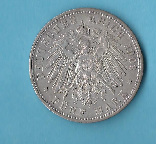  Kaiserreich 5 Mark Hamburg 1903 vz-  Münzenankauf Koblenz Frank Maurer AB 472   