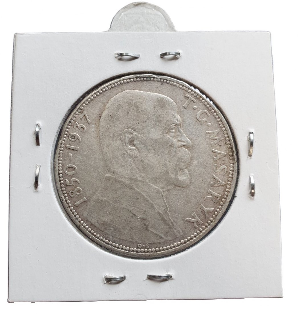  Tschechoslowakei 20 Kronen 1937 Auf den Tod von Präsident Masaryk Silber Münze   