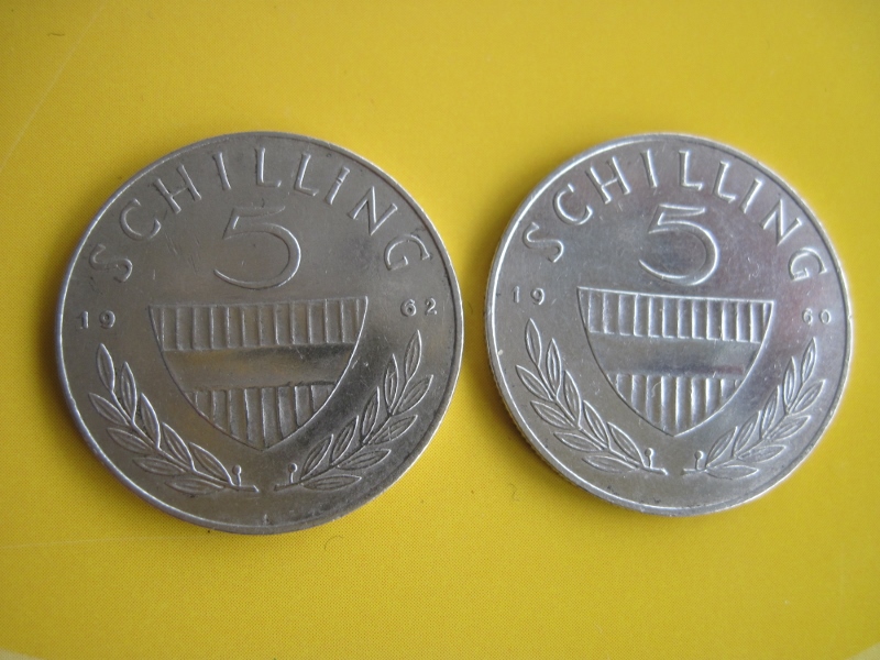  2 Silbermünzen 5 Schilling 640er Silber Österreich 1960 + 1962   