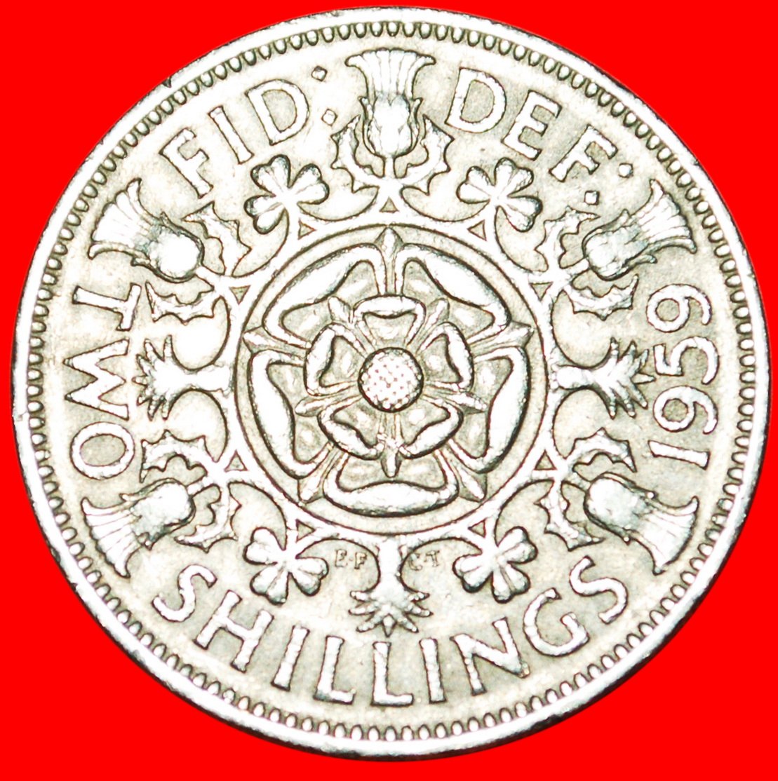 * TUDOR ROSE (1954-1970):GREAT BRITAIN★FLORIN 1959! ELIZABETH II (1953-2022)★LOW START ★ NO RESERVE!