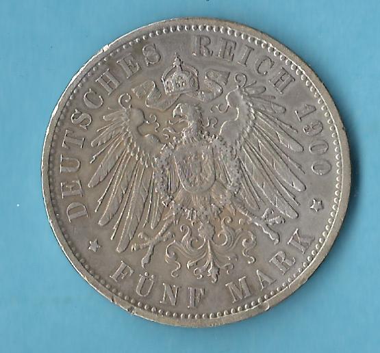  Kaiserreich 5 Mark Preussen 1900 ss  Münzenankauf Koblenz Frank Maurer AB 483   