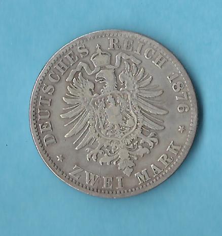  Kaiserreich 2 Mark Hamburg 1876 s- ss Münzenankauf Koblenz Frank Maurer AB 491   
