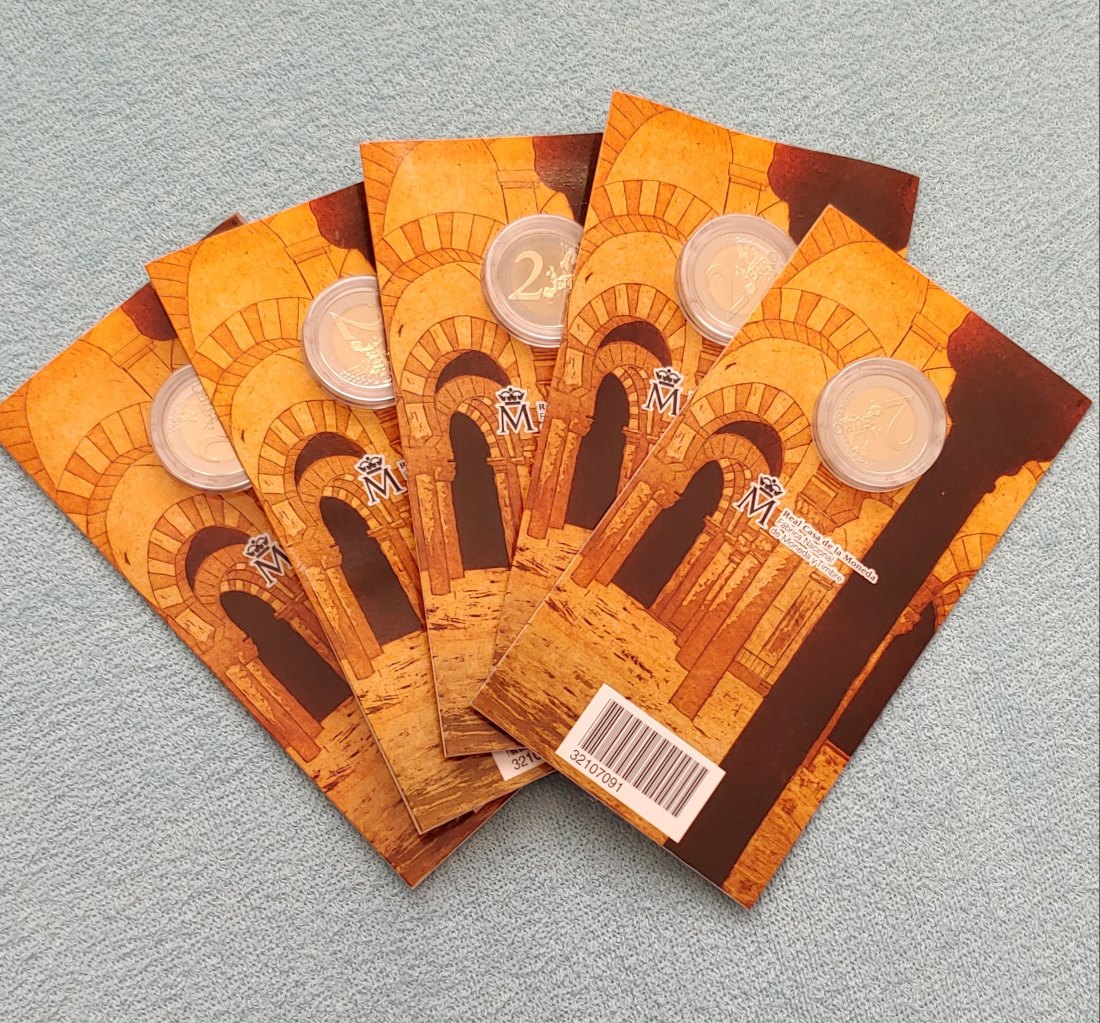  5 x Spanien 2 Euro 2010 UNESCO Cordoba PP Coincard Espana Espagne Proof BE im Blister   