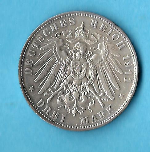  Kaiserreich 3 Mark Sachsen 1911 ss-vz Münzenankauf Koblenz Frank Maurer AB 493   