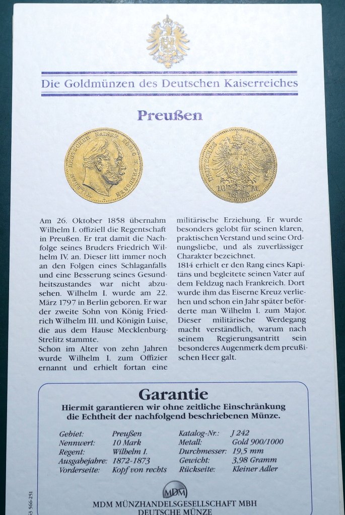  Preussen, 10 Mark 1873 C  Gold   