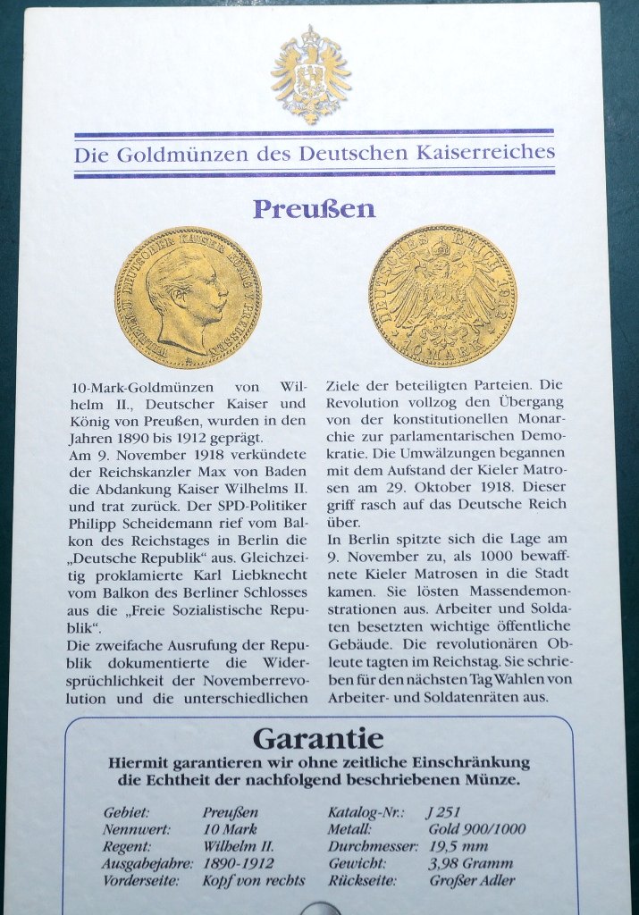  Preussen, 10 Mark 1893 A  Gold   