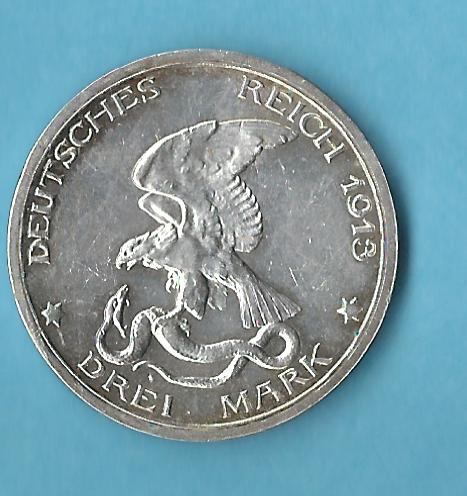  Kaiserreich 3 Mark Preussen 1913 vz Münzenankauf Koblenz Frank Maurer AB 503   