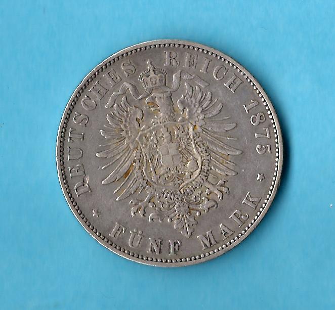  Kaiserreich 5 Mark Sachsen 1875 E ss Münzenankauf Koblenz Frank Maurer AB 509   
