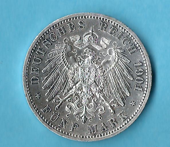  Kaiserreich 5 Mark Preussen 1901 vz+ Münzenankauf Koblenz Frank Maurer AB 511   