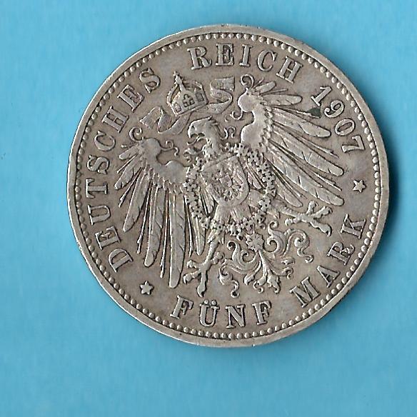  Kaiserreich 5 Mark Preussen 1907 ss Münzenankauf Koblenz Frank Maurer AB 512   