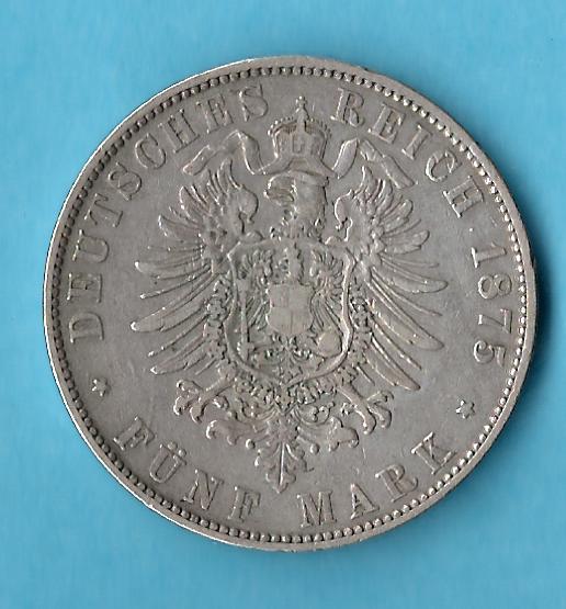  Kaiserreich 5 Mark Sachsen1875 E ss Münzenankauf Koblenz Frank Maurer AB 514   
