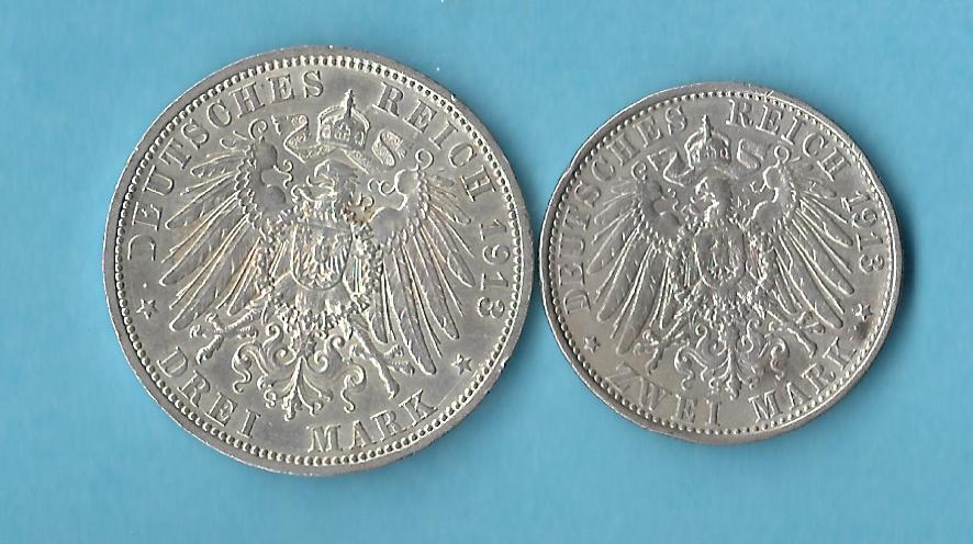  Kaiserreich 2+3 Mark Preussen Kaiser in Uniform Münzenankauf Koblenz Frank Maurer AB 520   
