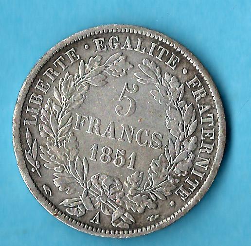  Frankreich 5 F. 1851 Paris ss + Münzenankauf Koblenz Frank Maurer AB 522   
