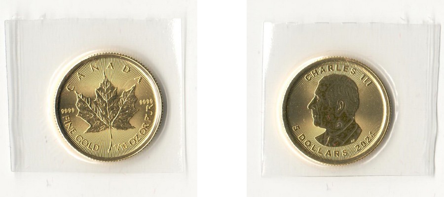 Kanada  5 Dollar MM-Frankfurt Feingold: 3,11g Maple Leaf 2024 