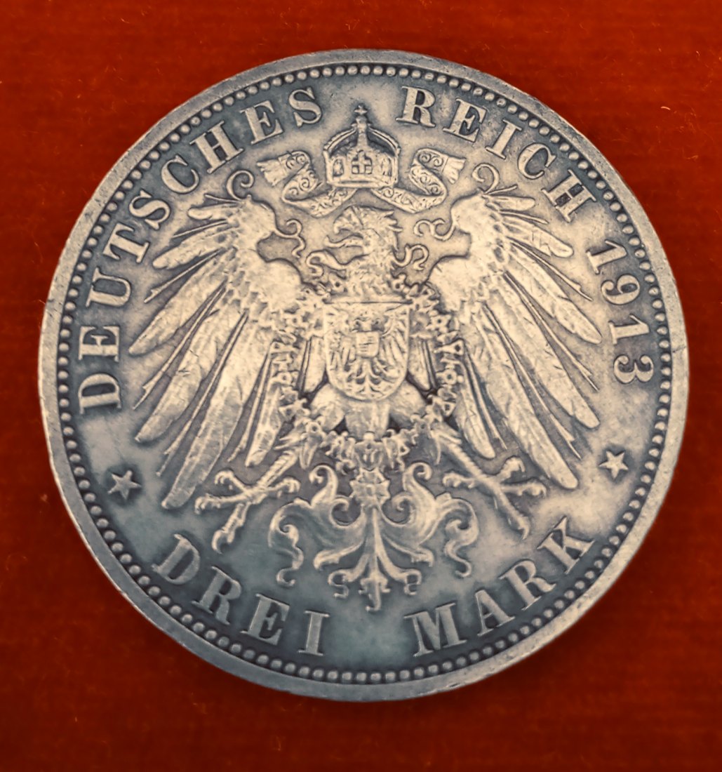  GERMANY 3 MARK 1913 A. SILVER   