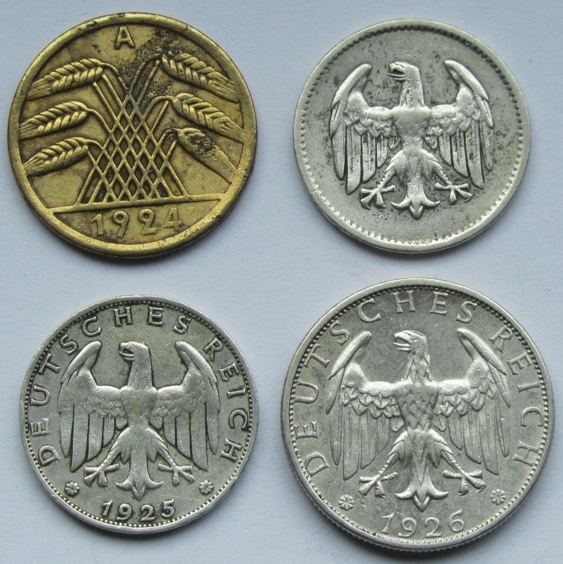  Weimarer Republik: Lot aus vier verschiedenen Kleinmünzen   