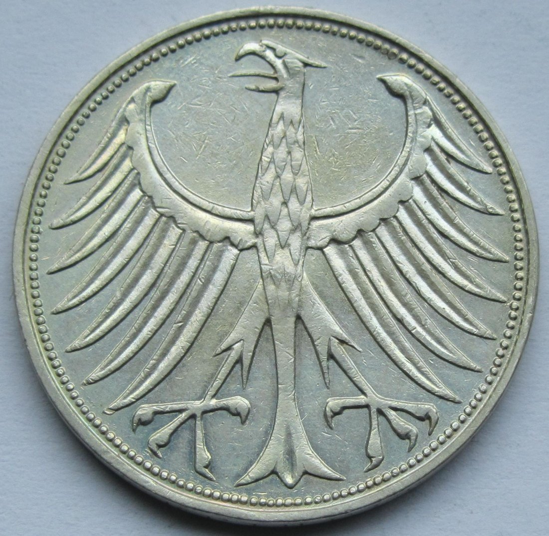  Deutschland: 5 DM 1958 J, seltener Jahrgang   