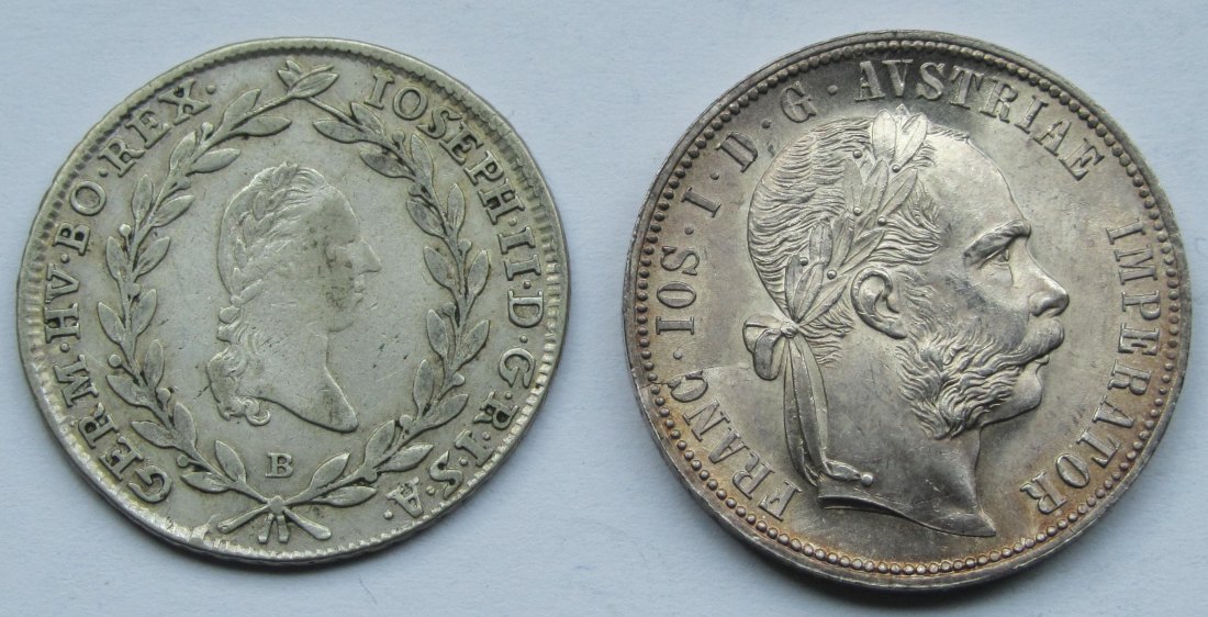  Österreich: 20 Kreuzer 1786 B + 1 Florin 1876   