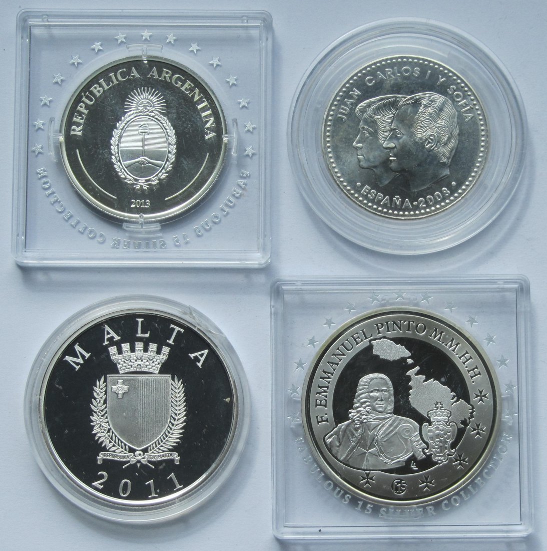  Lot aus vier Silbermünzen, zusammen 73,8 g Feinsilber   