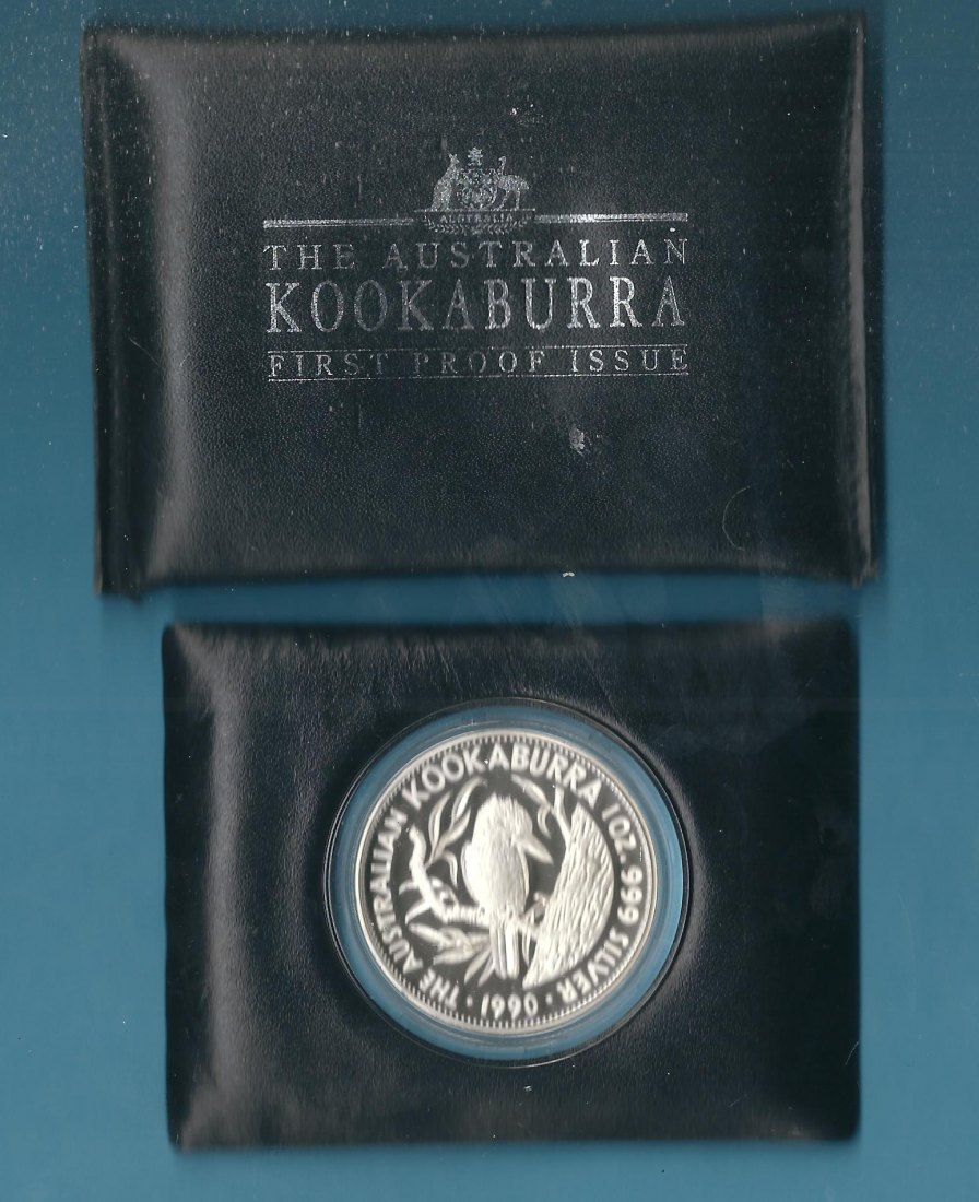  Australien 1 Oz Kookaburra 1990 PP in OVP mit tasche Münzenankauf Koblenz Frank Maurer AB 556   
