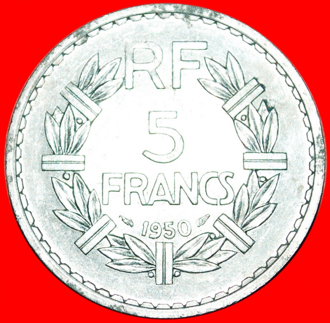  * LAUREATENKOPF (1945-1952): FRANKREICH ★ 5 FRANC 1950! ★OHNE VORBEHALT!   