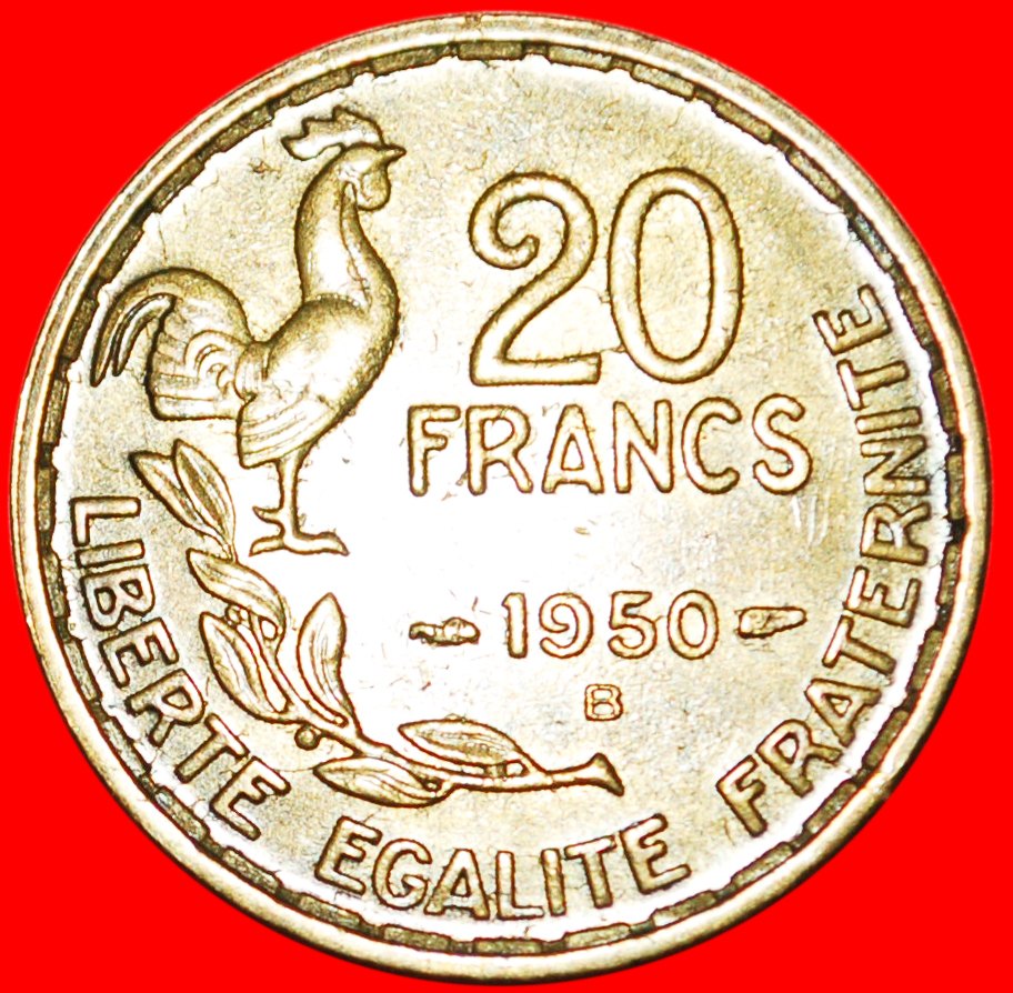 * COCK (1950-1954): FRANCE ★ 20 FRANCS 1950B! G. GUIRAUD! LOW START ★ NO RESERVE!
